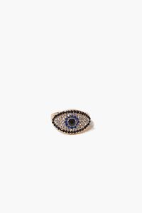 GOLD/CLEAR Rhinestone Evil Eye Charm Ring, image 2