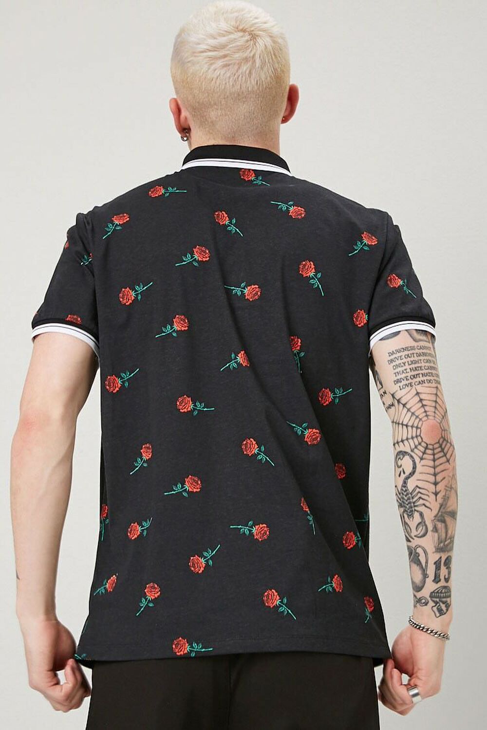 BLACK/RED Floral Print Polo, image 3