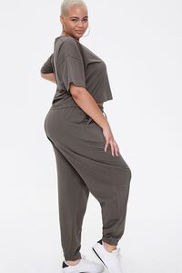 DARK GREY Plus Size French Terry Tee & Joggers Set, image 2