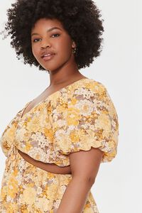 YELLOW/MULTI Plus Size Floral Cutout Mini Dress, image 5