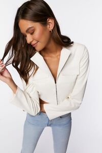 CREAM Faux Leather Cropped Blazer, image 2