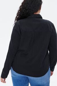 WASHED BLACK Plus Size Cotton Curved Shirt, image 3