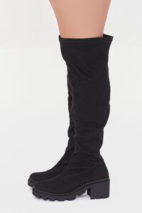 BLACK Faux Suede Knee-High Boots (Wide), image 2