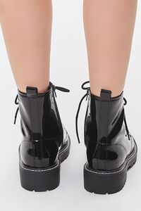 Faux Patent Leather Combat Booties, image 3