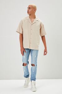 TAUPE Cuban Collar Linen-Blend Shirt, image 4