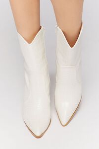 WHITE Faux Croc Cowboy Ankle Boots, image 4
