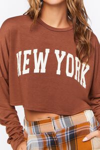 BROWN/CREAM New York Cropped Graphic Tee, image 5