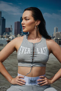 HEATHER GREY/WHITE Active Lace-Up Everlast Crop Top, image 1