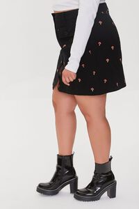 BLACK/RED Plus Size Mushroom Print Mini Skirt, image 3