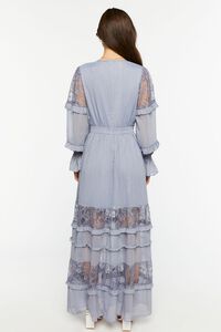 LIGHT BLUE Lace Tiered Long-Sleeve Maxi Dress, image 3