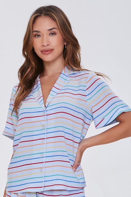 LIGHT BLUE/MULTI Striped Print Pajama Set, image 5