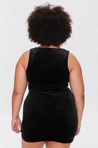 BLACK Plus Size Velour Mini Dress, image 3
