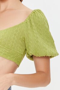 GREEN Cable Knit Twist-Front Crop Top, image 5