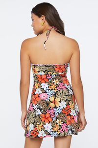 BLACK/MULTI Floral Print Halter Mini Dress, image 3