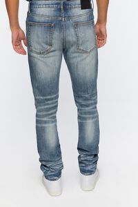 MEDIUM DENIM Distressed Stone Wash Slim-Fit Jeans, image 4