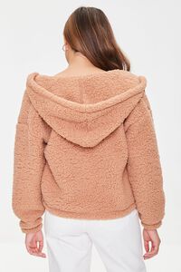 TAUPE Faux Shearling Zip-Up Hoodie, image 3