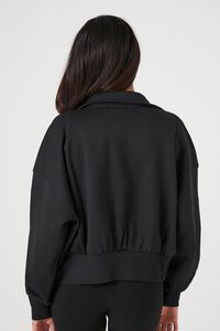 BLACK Heathered Fleece Zip-Up Jacket, image 3