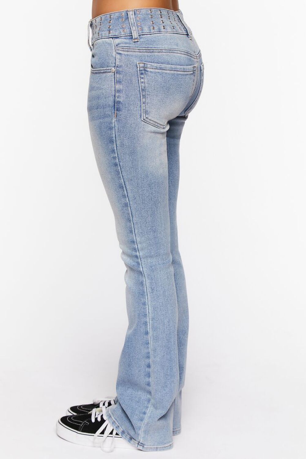 LIGHT DENIM Studded Mid-Rise Bootcut Jeans, image 3