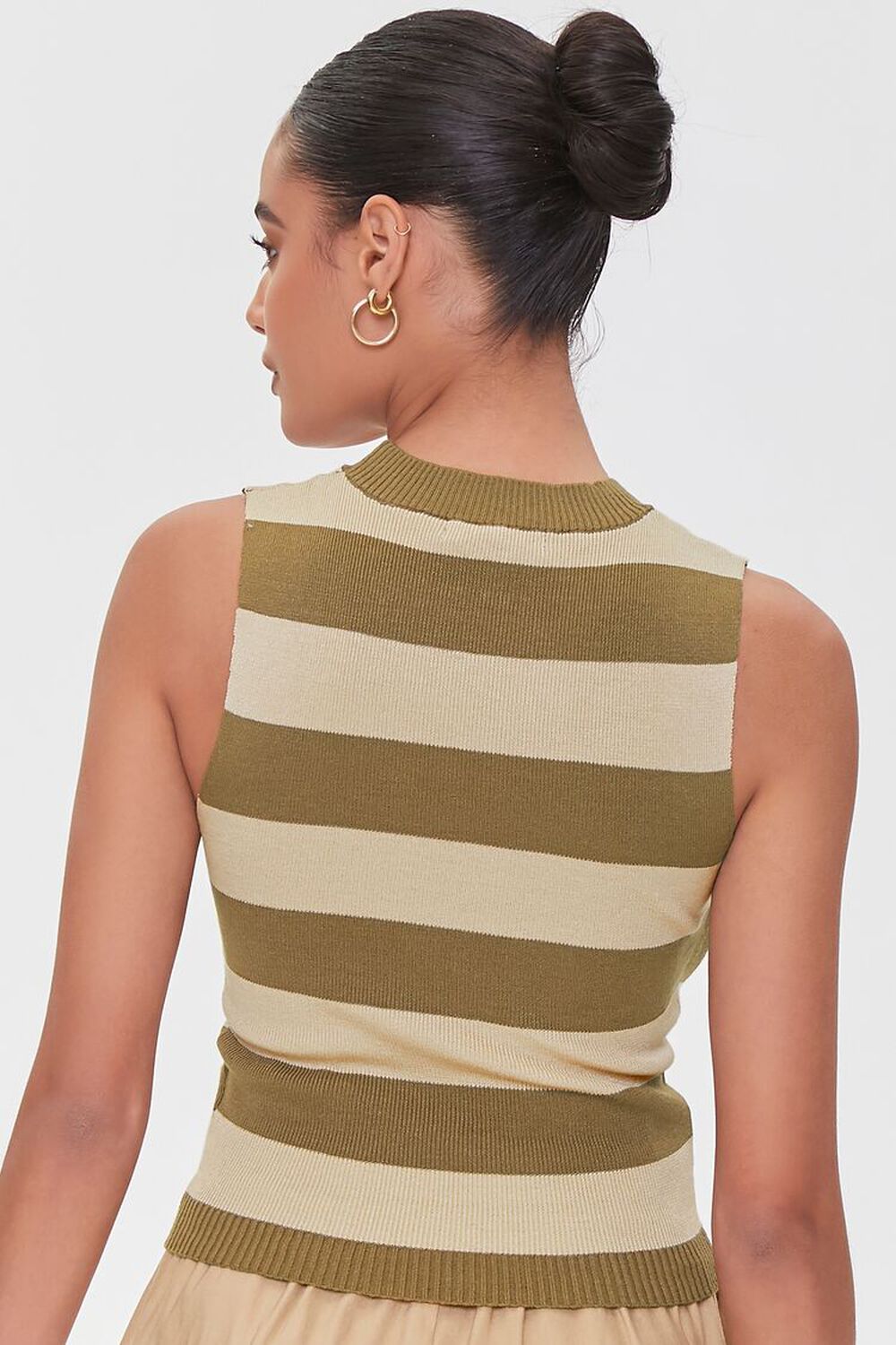 BROWN/TAUPE Sweater-Knit Striped Tank Top, image 3