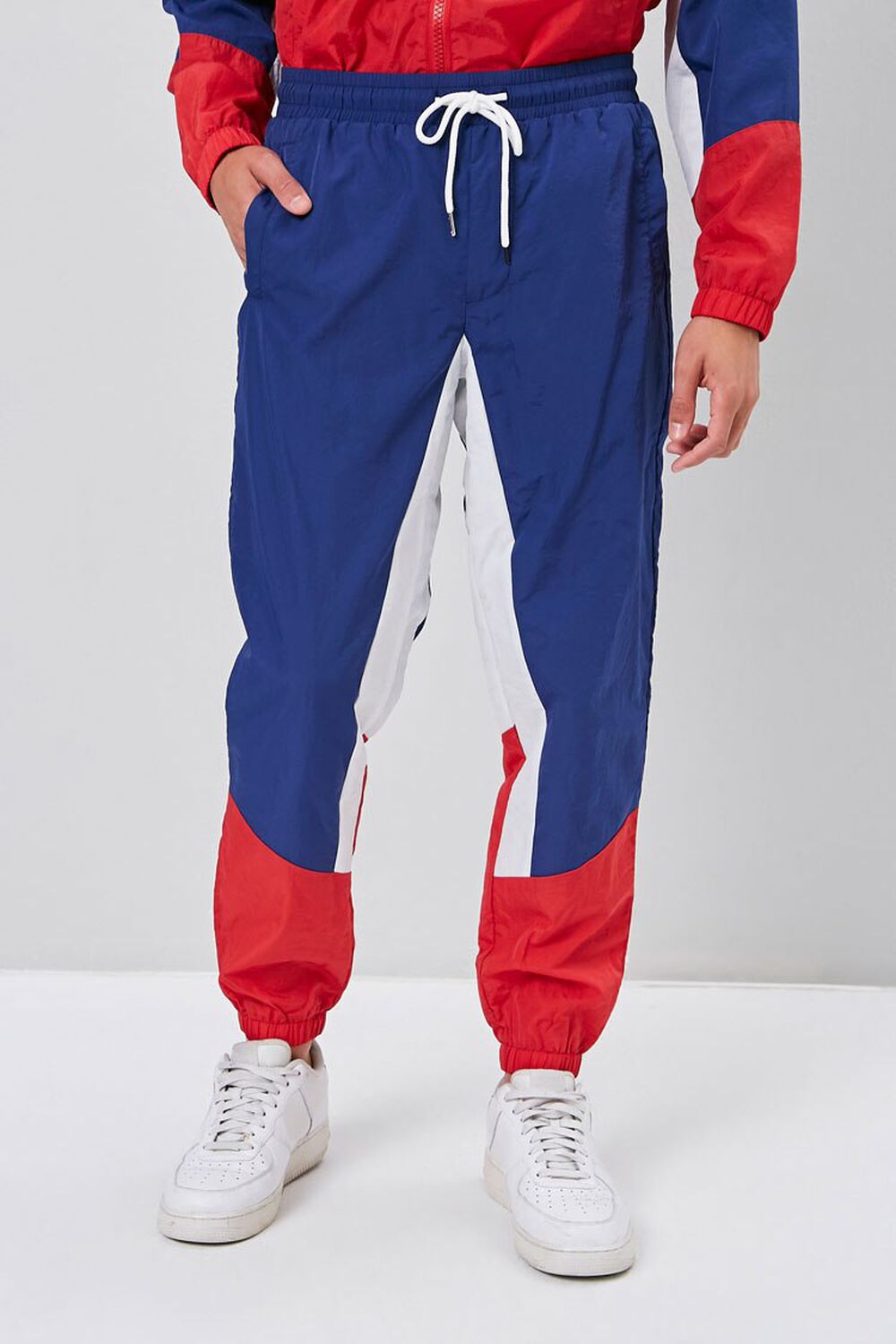 WHITE/RED Colorblock Windbreaker Pants, image 2