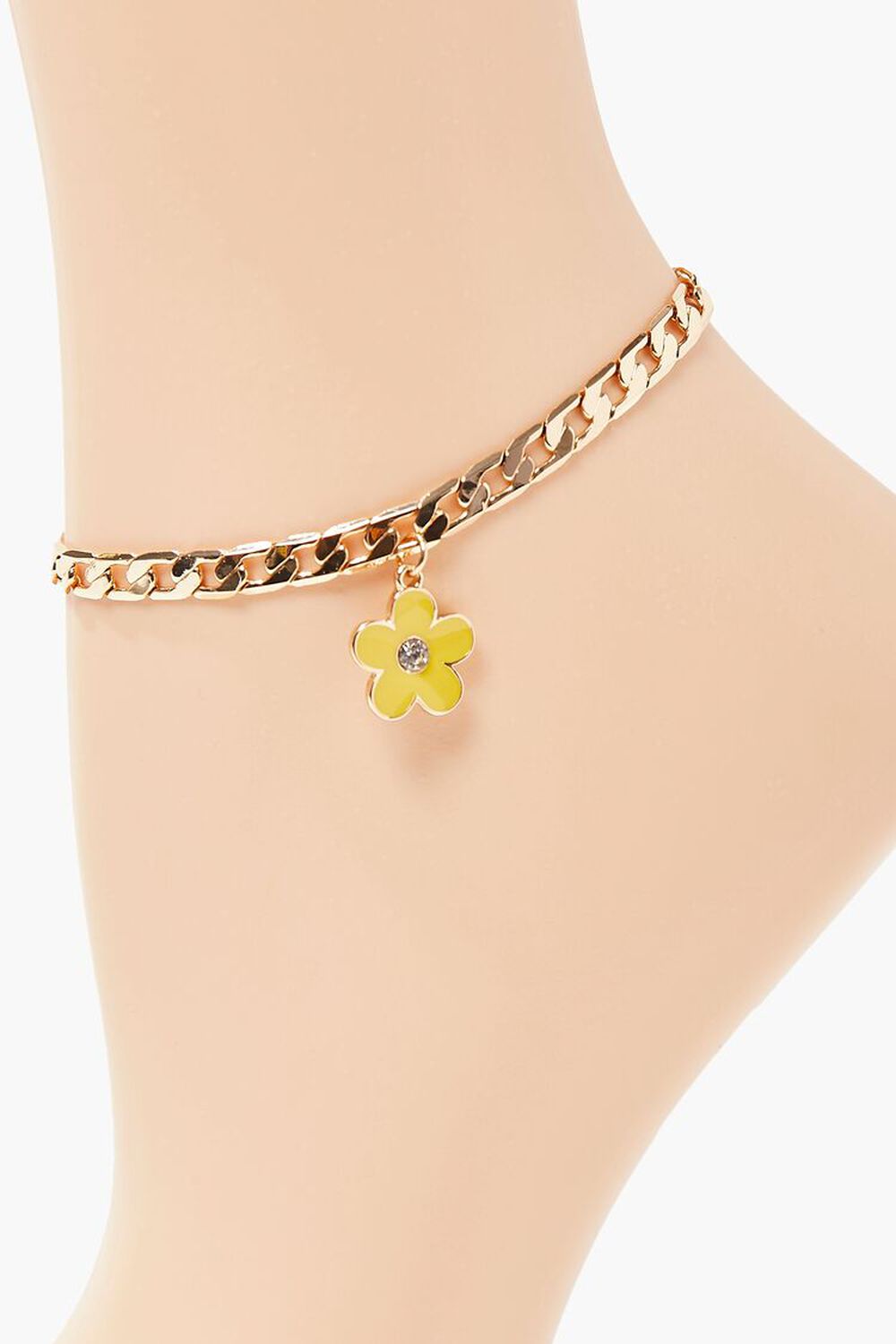 GOLD/YELLOW Flower Charm Chain Anklet, image 2