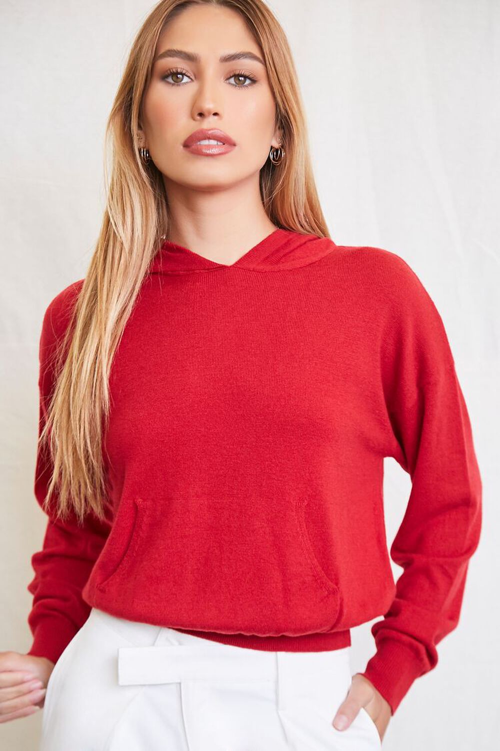 RED Cashmere Sweater-Knit Hoodie, image 1