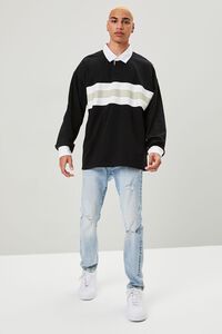 BLACK/MULTI Striped-Panel Polo Shirt, image 4