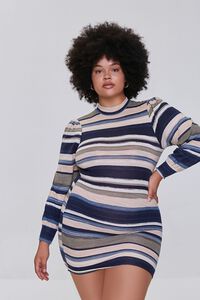 OLIVE/MULTI Plus Size Striped Bodycon Dress, image 1