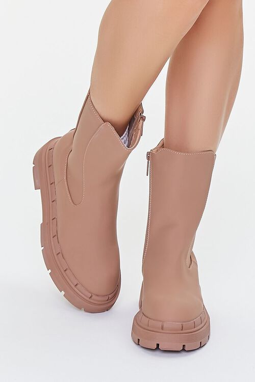 NUDE Faux Leather Lug-Sole Chelsea Booties, image 4