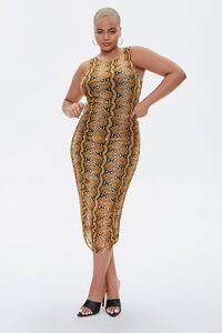 MUSTARD/MULTI Plus Size Snake Print Dress, image 4