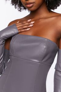 CHARCOAL Faux Leather Tube Dress & Glove Set, image 5