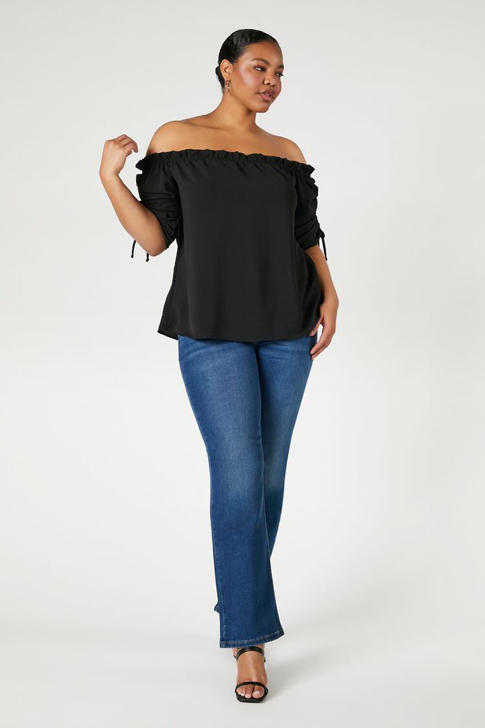 Plus Size Ruched Off-the-Shoulder Top