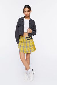 YELLOW/MULTI Dual-Buckle Pleated Plaid Skirt, image 5