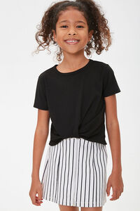 CREAM/BLACK Girls Striped Zip-Up Skirt (Kids), image 1