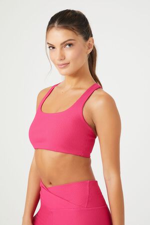 Forever 21 Women's Seamless Space Dye Twisted Sports Bra in Mauve