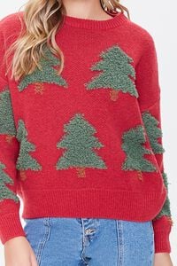 RED/GREEN Textured Tree Pattern Sweater, image 5