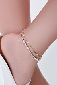 GOLD CZ Stone Chain Anklet Set, image 1