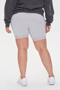 HEATHER GREY Plus Size Lace-Trim Biker Shorts, image 4