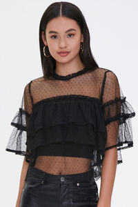 BLACK Tiered Clip Dot Top, image 1
