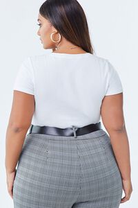 WHITE Plus Size Short Sleeve Bodysuit, image 3