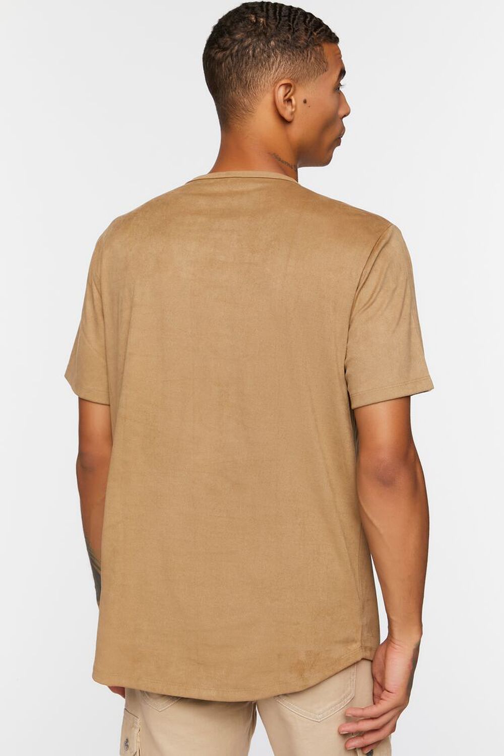 BROWN Faux Suede Curved Tee, image 3