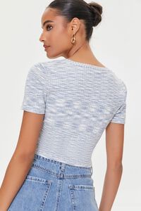 BLUE/MULTI Marled Sweater-Knit Crop Top, image 3