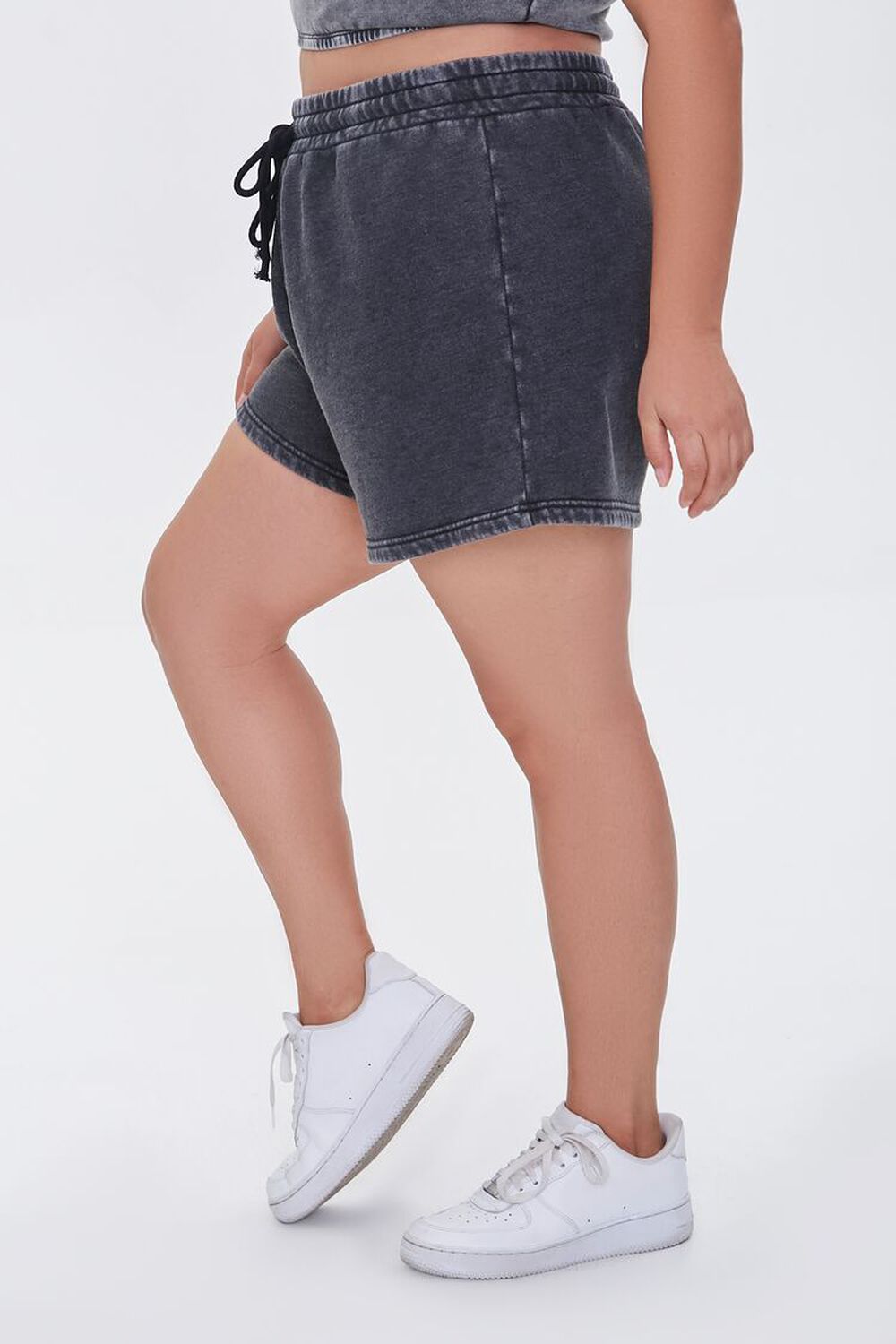 CHARCOAL Plus Size Fleece Drawstring Shorts, image 3