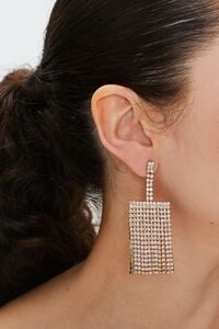 CLEAR/GOLD Rhinestone Fringe Drop Earrings, image 1
