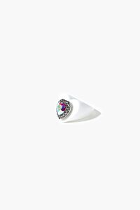 WHITE/MULTI Faux Gem Heart Cocktail Ring, image 2
