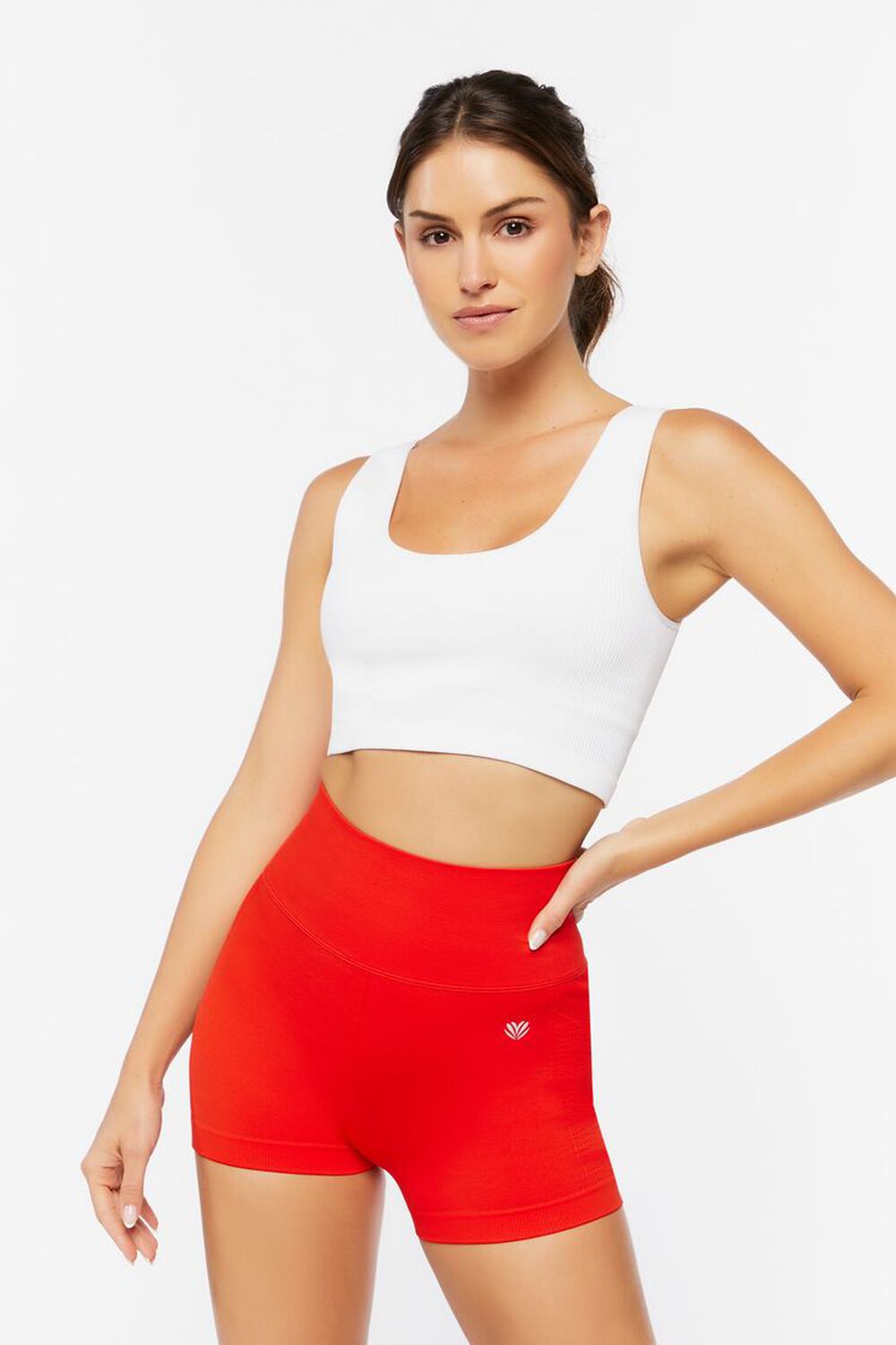 FIERY RED Active Seamless Biker Shorts, image 1