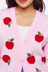 PINK/RED Apple Print Cardigan Sweater, image 5