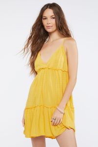 YELLOW GOLD Plunging Cami Mini Dress, image 1