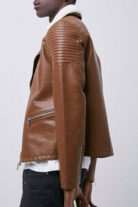 BROWN Faux Leather Moto Jacket, image 2