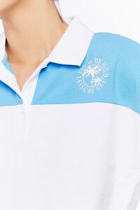 BLUE/MULTI Palm Beach Graphic Cropped Polo Shirt, image 5